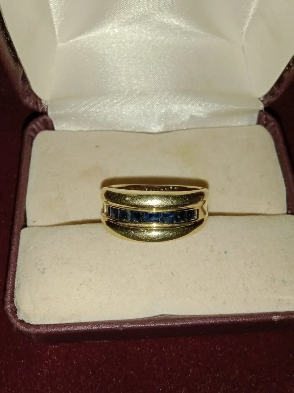 Very Nice 14kt Solid Gold 7.2g Blue Sapphire Men's Ring Sz 7.25